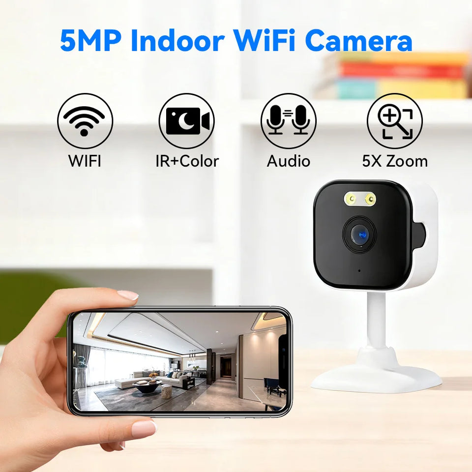 5MP HD Wifi Security Camera Mini Indoor Home Surveillance Camera Night Vision Two Ways Audio Human Detection O-KAM APP 5G IP CAM