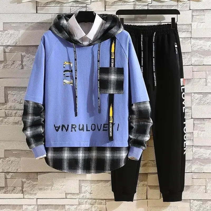 Top White Sports Suits Alphabet Pants Sets Sweatshirt Men's Clothing Plaid T Shirt Man Original Sweatpants Tracksuit Brands Xl