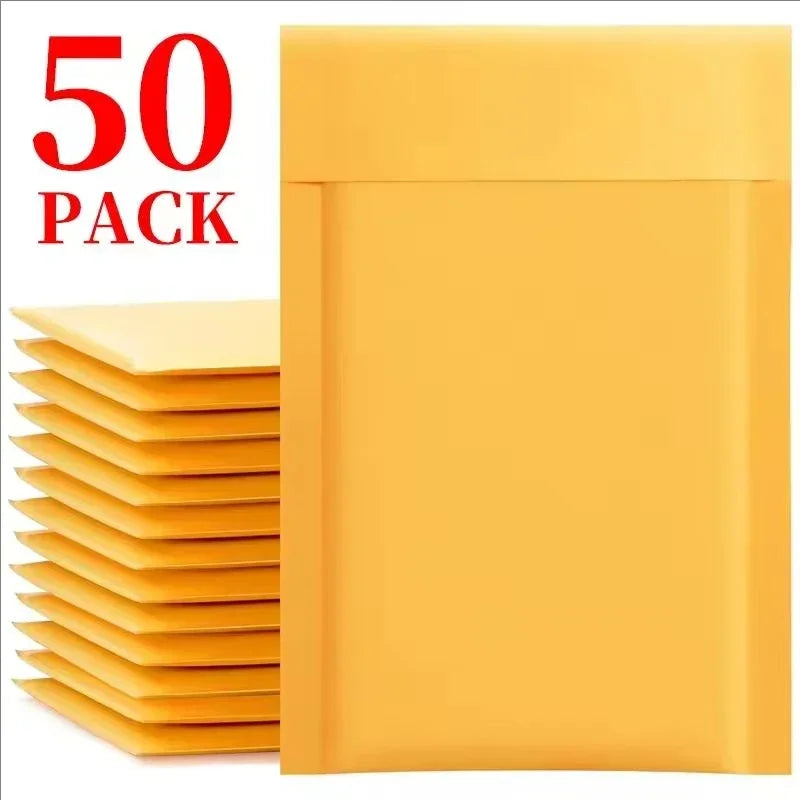 50-10Pack Kraft Bubble Mailers Self-Sealing Storage Paper Envelopes Waterproof Cushioned Padded Foam Shipping Bags for Packaging