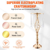 VEVOR Tall Crystal Wedding Flower Stand Metal Wedding Centerpiece Vase Gold Flower Holders Floral Display Rack for Wedding