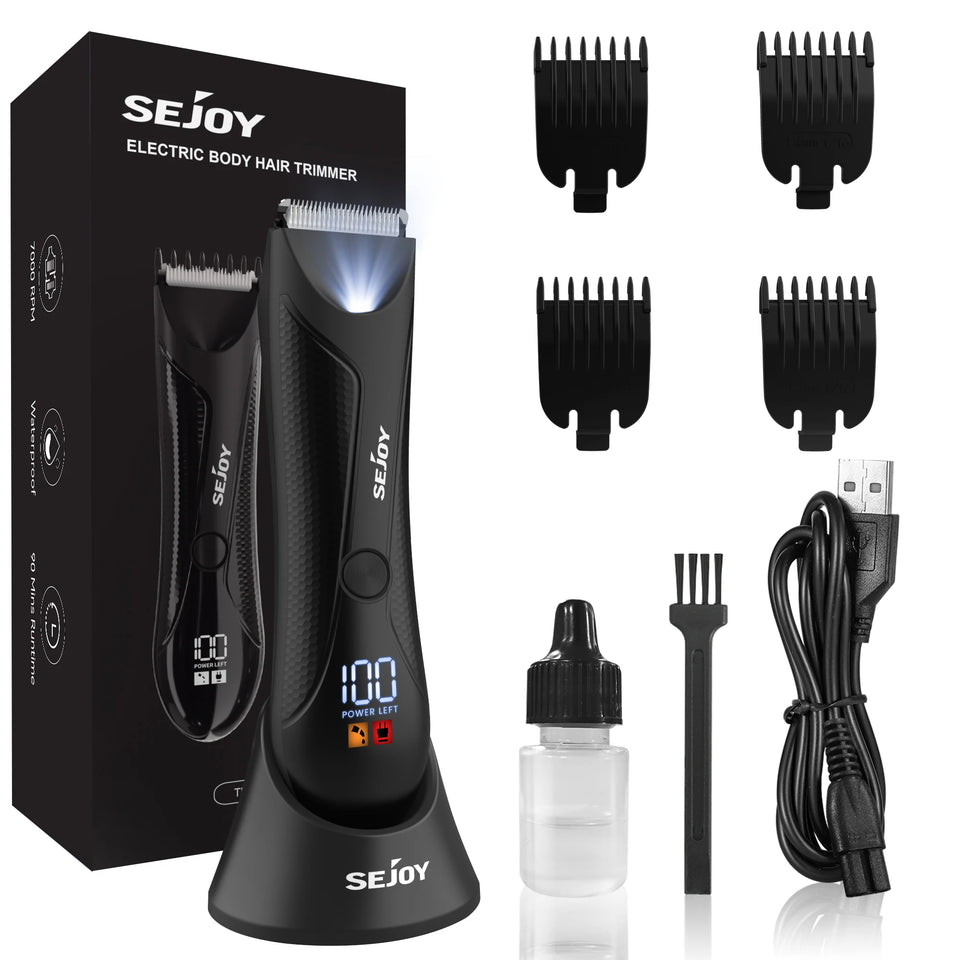 Sejoy Shaver for Men Ball Trimmer for Groin Pubic Grooming Body Hair Trimmer Replaceable Ceramic Blade Heads Electric Razor