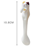 Hot SALE Kitchen Tool Novelty Gift Ceramic Cartoon Cute Cat Animal Spoon Hanging Coffee Dessert Spoon Unique Ice Cream Flatware