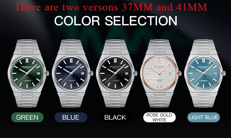 New Specht&Sohne Wine Red Men's Mechanical Wristwatch Miyota Automatic Watches Sapphire Crystal 37MM Stainless Steel Waterproof