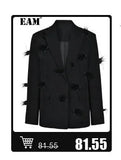 [EAM] Black Irregular Knot Sweatshirt New Stand Collar Long Sleeve Women Big Size Fashion Tide Spring Autumn 2026 1DJ1848