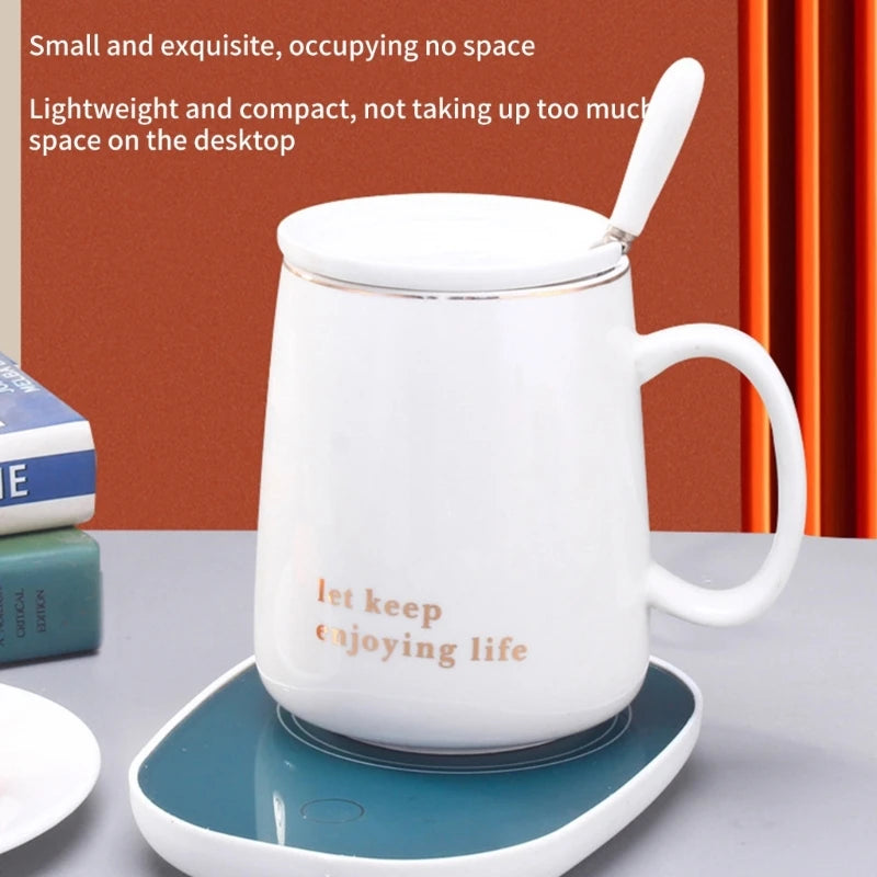 27RB Coffee Mugs Warmer Cup Heating Pad Desk Electric Beverage Warmer Plate 55℃ Constant Temperature for Cocoa Water Milk