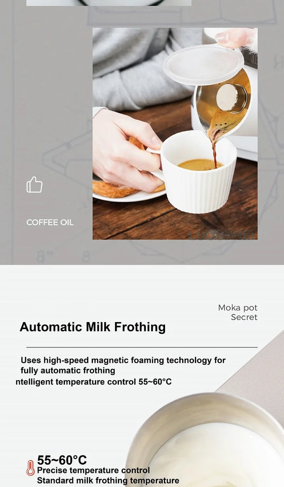 4 Cups Electric Coffee Machine Home Auto Milk Frothing All-In-One Machine Slow Extraction Italian Moka Pot Multifunction 400W
