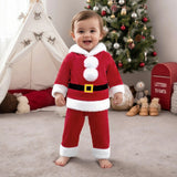 0-5T Girls Boys Santa Claus Costume Long Sleeve Hooded Sweatshirt with Pants Christmas Outfit Cosplay Costume