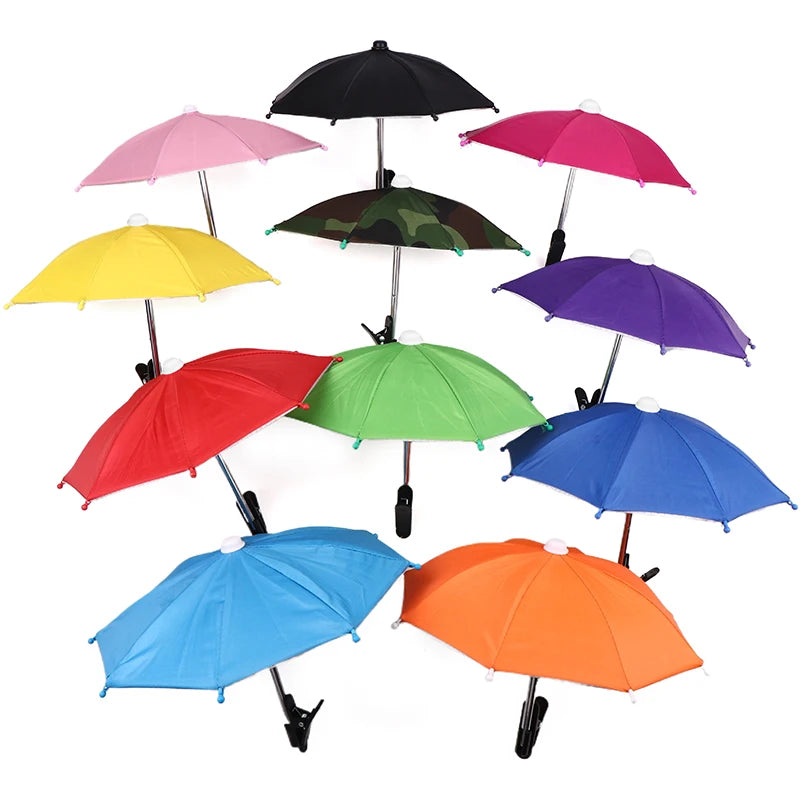 Motorcycle Mobile Phone Holder Sunshade Umbrella Waterproof Small Helmet Sunscreen Phone Stand Bracket Protect Phone From Rain