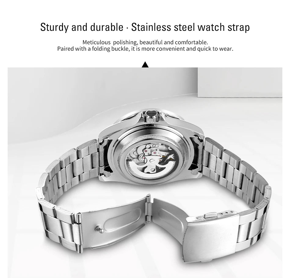 2024WINNER Original Colored Diamonds Mechanical Waterproof Men's Watch Automatic Movement Stainless Steel Luxury Watches