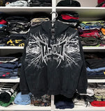 Men and women loose casual simple zipper jacket American retro splicing hot diamond print cartoon design hooded sweatshirt