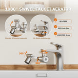 ALTHY Splash-proof Sink Faucet Extender Filter, 1080° Rotating Tap， Activated carbon,&PP cotton replacement filter,