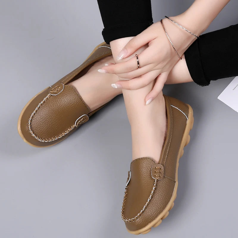 Women Flats Ballet Shoes Woman Cut Out Leather Breathable Moccasins Women Boat Shoes Ballerina Ladies Casual Shoes