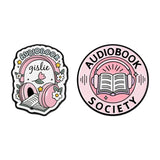 2-6pcs/set Hobby Collection Enamel Pins Reading Book Iced Coffee Knit Brooch Hiking Badges Music Korean Girls Band Jewelry
