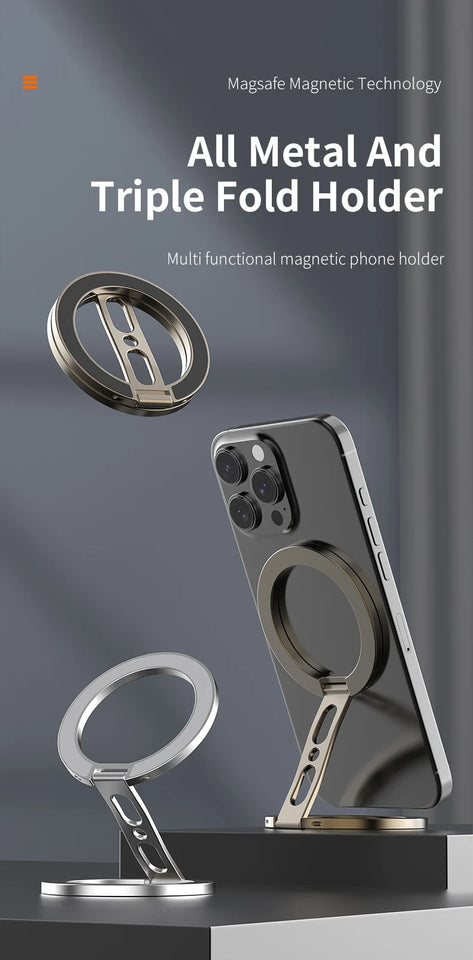 Double Sided Magnetic Phone Ring Holder Kickstand Magnet Grip for MagSafe For iPhone 16 15 14 Android Gym Car Holder Phone Stand