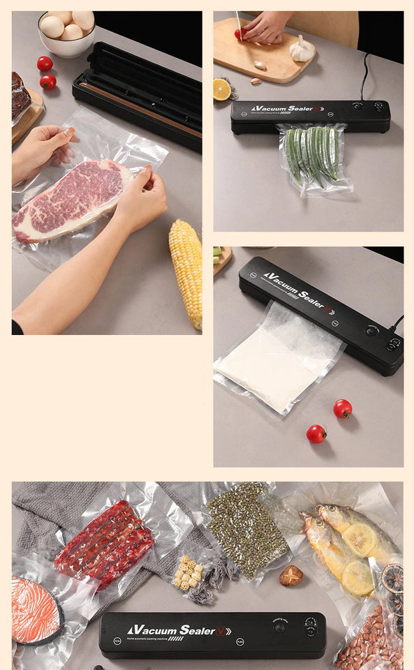 Small Automatic Vacuum Sealing Machine Food Saver Compact Fully Automatic Plastic Sealing for Cooked Food and Food Preservation