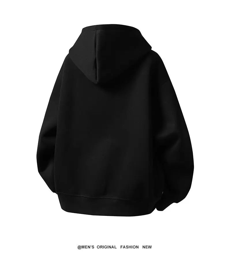 American Retro Hoodie Sweatshirt Autumn Winter Men's Loose Casual Open Cardigan Jacket Comfortable Long Sleeve Zipper Pure Wear