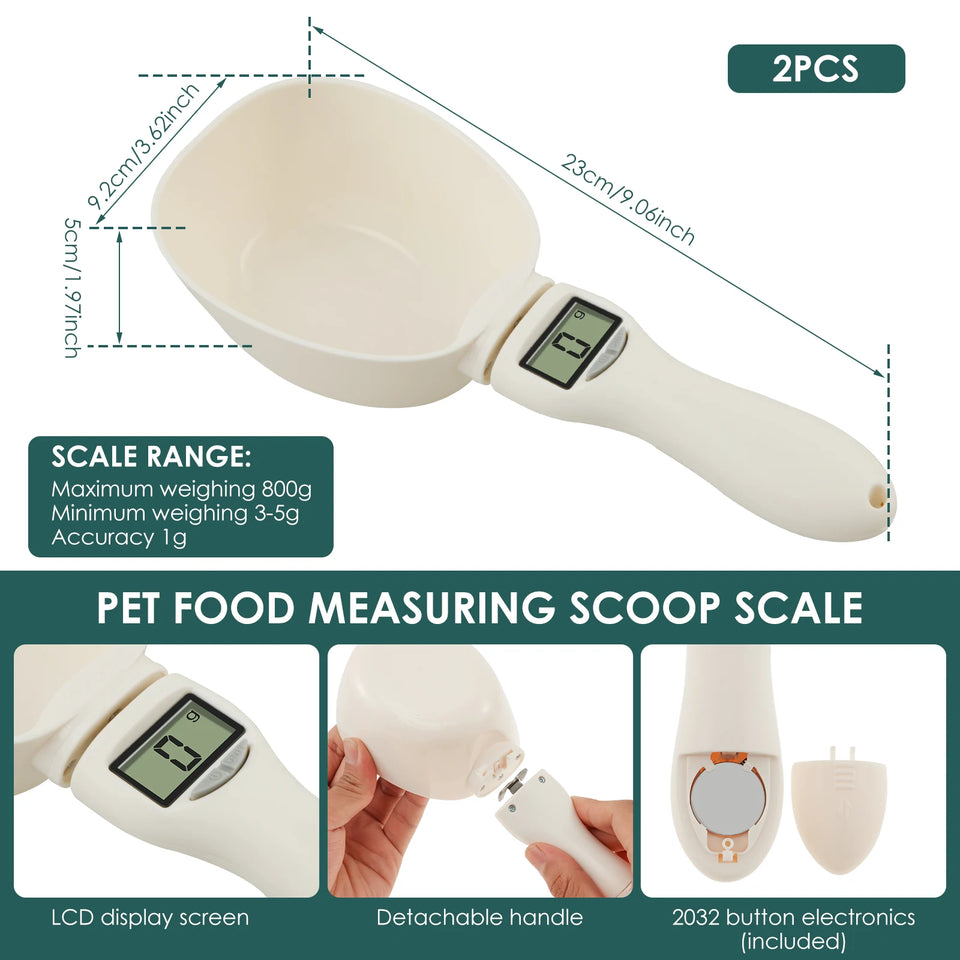 Pet Food Measuring Scoop with LED Display Feeding Spoon Kitchen Scale Portable Daily Meals Pet Dog Food Gadgets for Kitchen