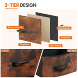JHK Nightstand Bedside Coffee Sofa Tea Table Storage Closet Chest Clothes Display For Bedroom 2 Fabric Drawers Cabinet Furniture