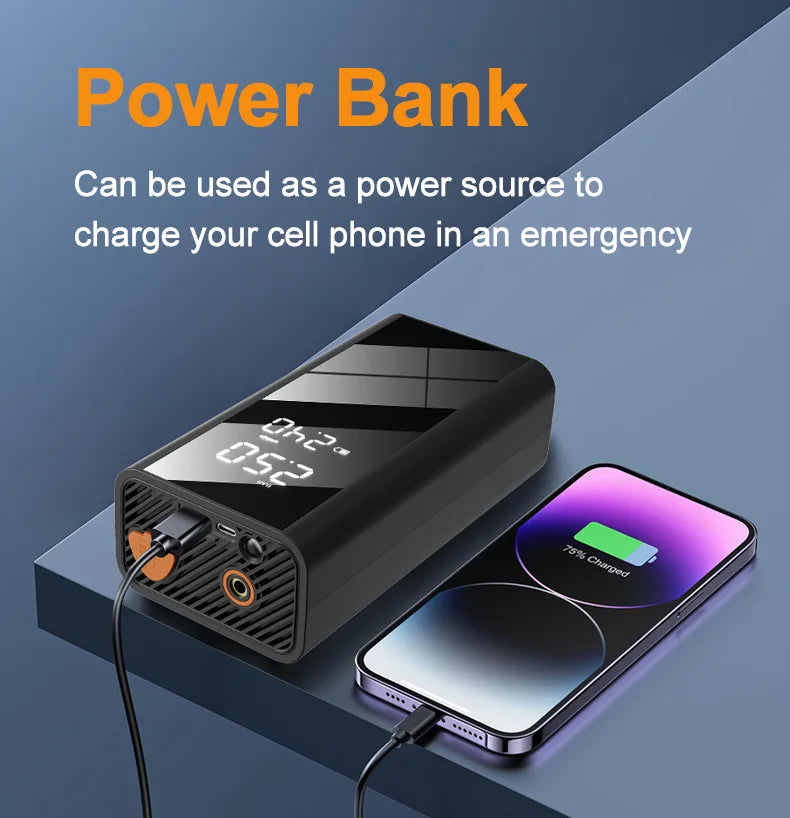 All-in-One Car Jump Starter and Air Compressor, 1200A 150PSI 12V Auto Tire Inflator with Power Bank, Emergency Kit
