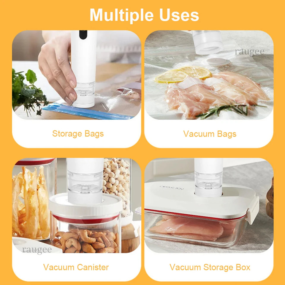 Electric Vacuum Sealer Pump Rechargeable Portable Sealing Machine Air Pump with Reusable Vacuum Sealer Bags Food Packaging Bag