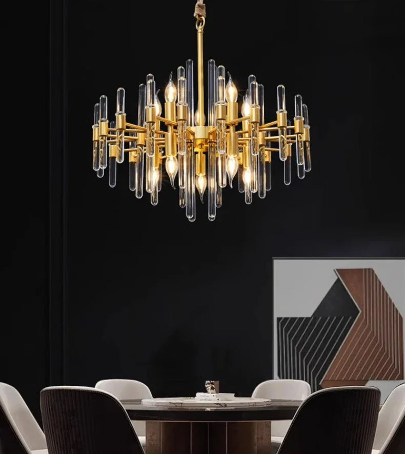 Modern restaurant luxurious smart crystal chandelier Gold round Living room interior decoration salon restaurant chandelier