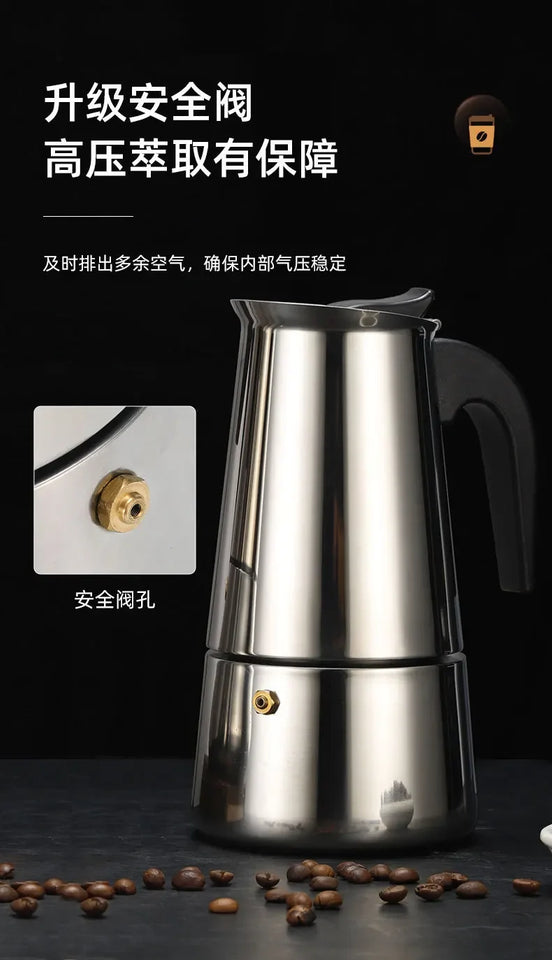 Coffee Maker Machine Moka Pot American Latte Electric Burner Italian French Press Percolator Brew Kettle Stovetop StainlessSteel