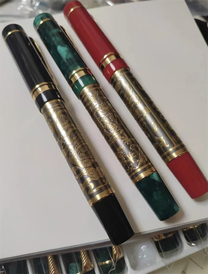 Lemon M2S China Four Great Beasts Acrylic Piston Fountain Pen Blade Long Knife Nib Hand-Polished Writing Luxury Stationery Gift