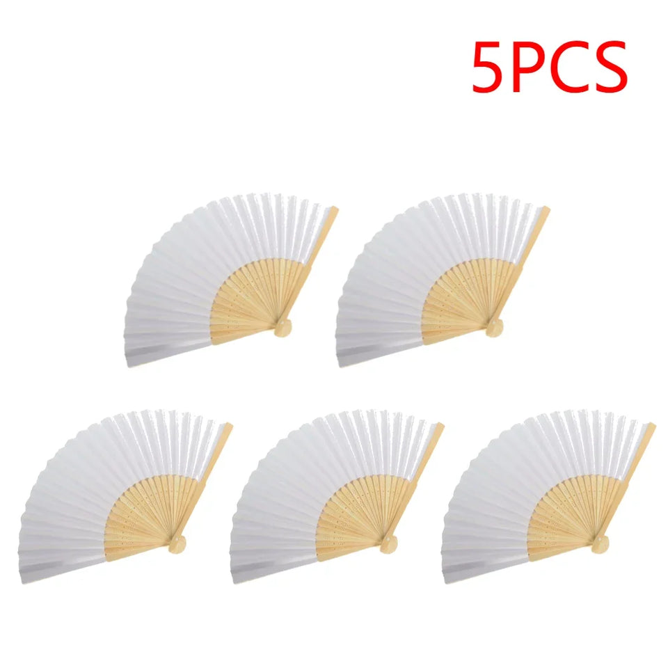 1-50PCS Paper Bamboo Folding Hand Fan Wedding Personalized Fans Party Decor Art Craft DIY Folding Fan for Wedding Party Decor