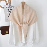 Korean Knitted Wool Triangle Scarf Solid Knitted Shawl Autumn Winter Scarf Women Neck Protection Neckerchief Triangle Scarf