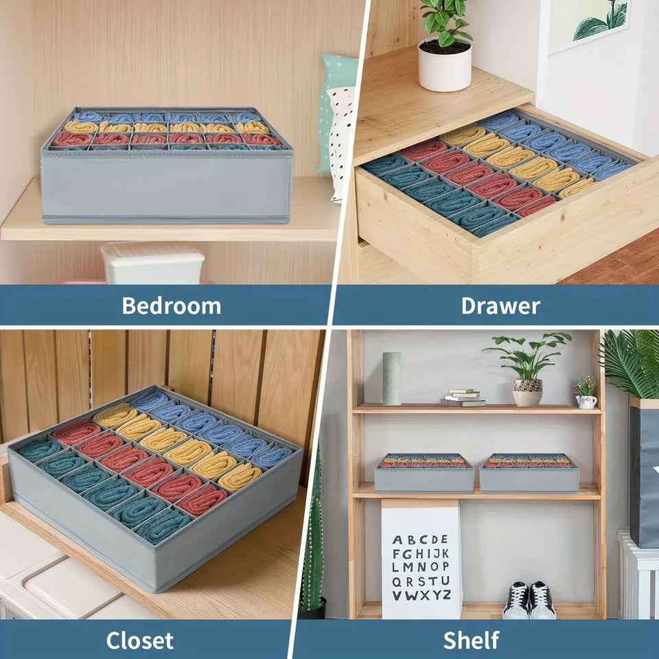 24-Compartment Organizer for Underwear Socks Bra Pants Scarf Tie Storage Box Wardrobe Drawer Organizers Foldable Case