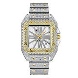 Unique Cool Brand Designer Watches For Men Hip Hop Diamond Fashion Alloy Band Date Golden Quartz Watch Montres de Marque de Luxe