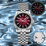 ADDIESDIVE AD2073 Men's Business Watch Sapphire Glass Stainless Steel Quartz Wristwatches Gradient Red Dial Watches Reloj Hombre