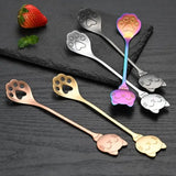 Creative Cat Claw Spoon Ice Cream Cake Dessert Teaspoon Scoops Tableware Kitchen Accessories Stainless Steel Coffee Mixing Spoon