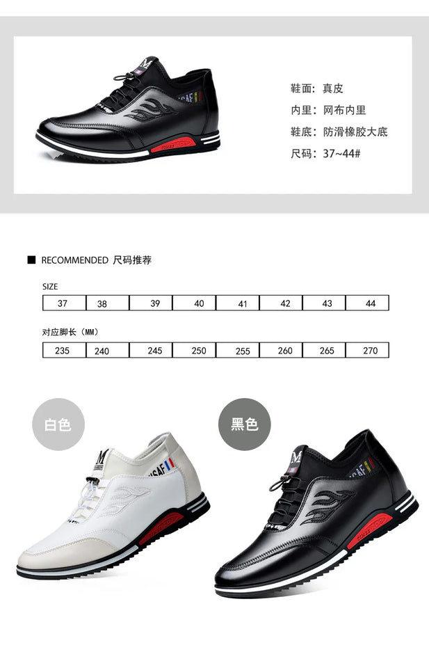2024 Autumn New Casual Shoes For Men Fashionable Inside Increased High 6cm Lazy Shoes Rubber Shoe Sole Polyamide Leather Shoe