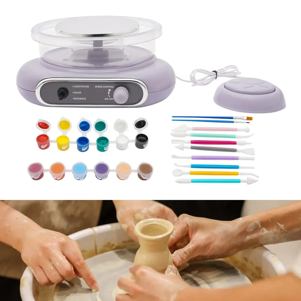 Professional Pottery Wheel Kit-4.7"Turntable Electric Clay Wheel, Adjustable Speed Ceramic Making Machine with 8 Sculpting Tools