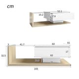 Rosahqnda coffee table side tables coffee table tables with glass and LED effect, high gloss white