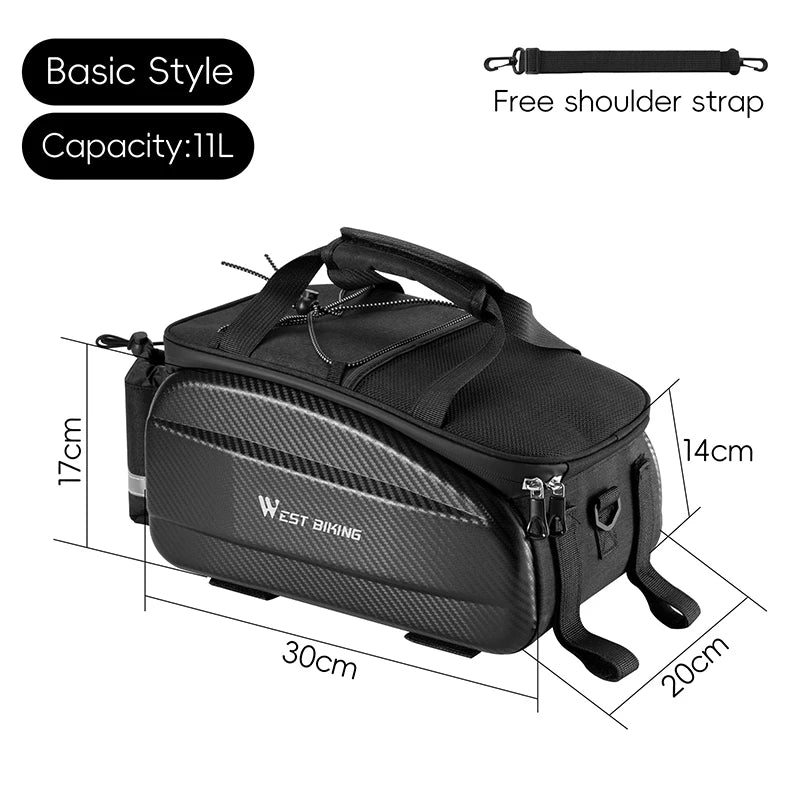 WEST BIKING Cycling Trunk Bag Large Capacity Bicycle Pannier Multifunctional Reflective Bike Bag Travel Bag MTB Bike Accessories