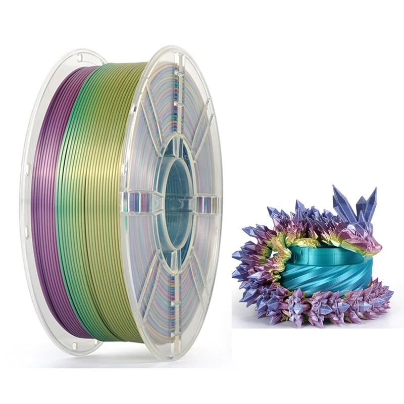 KINGROON Rainbow Silk PLA Filament 1.75mm 1KG Multicolor Gradient 3D Printer Materials Color Change Smooth Silky PLA Plastic New