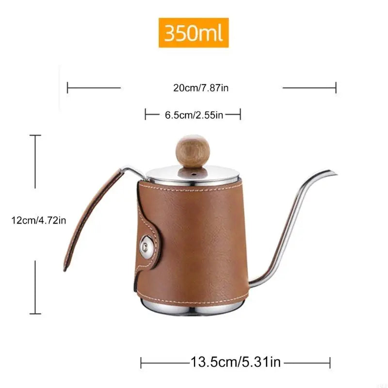 304 Stainless Steel Pour Coffee Kettle Practcial Brown Gooseneck Kettle For Smooth Pour Coffee Experience