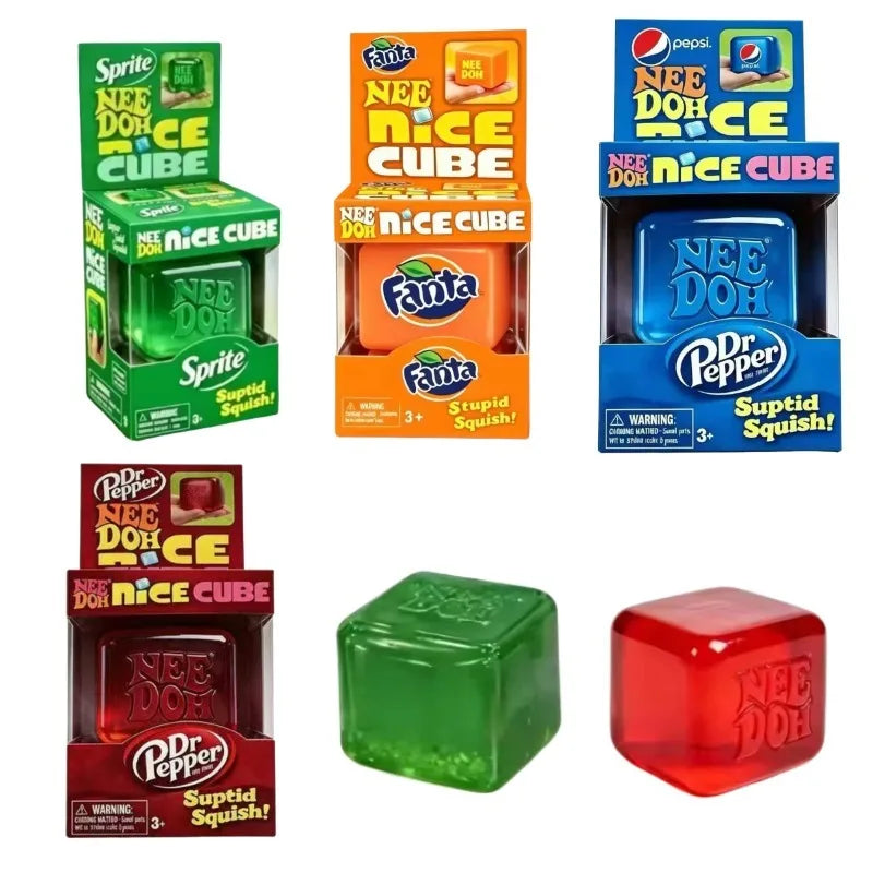 Cute NeeDOH Squishy Cube Fidget Toy, Effective Stress Relief Gadget for Children and Adults