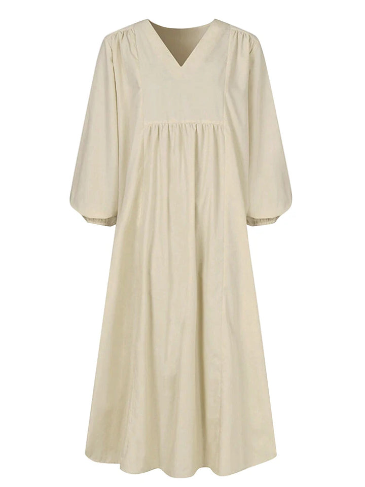 Spring/Summer New Arrivals Women's Cotton-Linen Blend Loose Bell-Sleeve Dress Casual Elegance for Everyday Wear