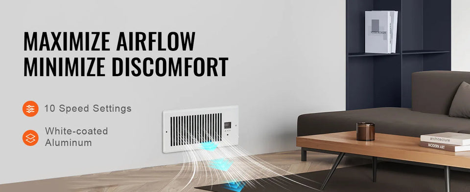 SucceBuy Booster Fan 4x12in Duct Fan 100CFM 10 Adjustable Speeds with LCD Smart Controller for Wall and Floor