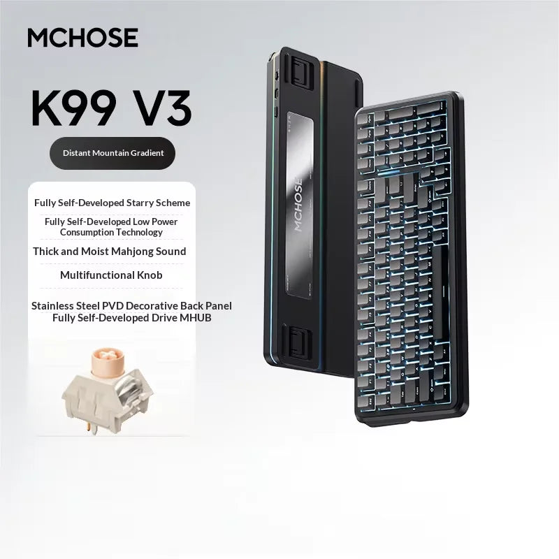 MCHOSE K99 V3 Mechanical Keyboard Tri-Mode Wireless ARGB Control Knob 10000mAh Dual 8K 0.125ms Hot-Swappable Custom Game Keyboar