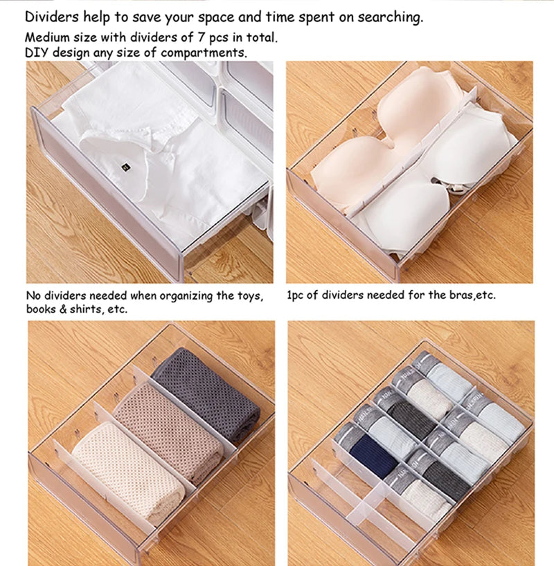 Organization Storage Clothing Closet Organizer System Containers Transparent Storage Box With Compartments
