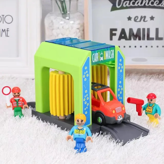 Set Police Thief Catching Building Block Suit Compatible With Wooden Train Track Plastic Police Station Children's Toys Gifts