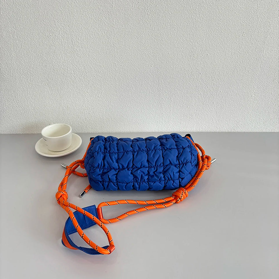 Stylish Women Quilted Cloud Bag with Braided Rope Strap Soft Shoulder Bag Perfect for Daily Use and Casual Outings