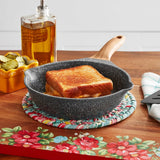 Cast Aluminum 8In Fry Pan Nonstick Durable Kitchen Cookware Easy Cleanup Oven Safe Dishwasher Safe Charcoal Speckle Finish