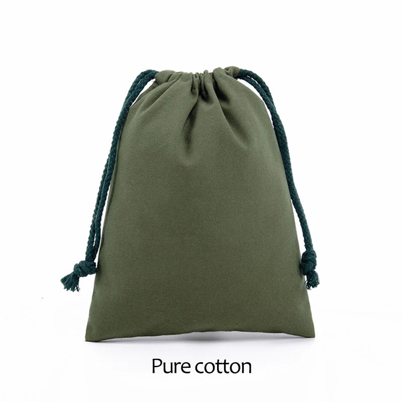 Cotton Drawstring Storage Bag White Canvas Bags for Candy Gift Package Pouch Reusable Home Sundries Organize Dustproof Sacks