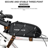 RIDERACE Bicycle Top Tube Bag Portable PU Rainproof Waterproof MTB Gravel Bike Handlebar Front Bag Road Cycling Accessories