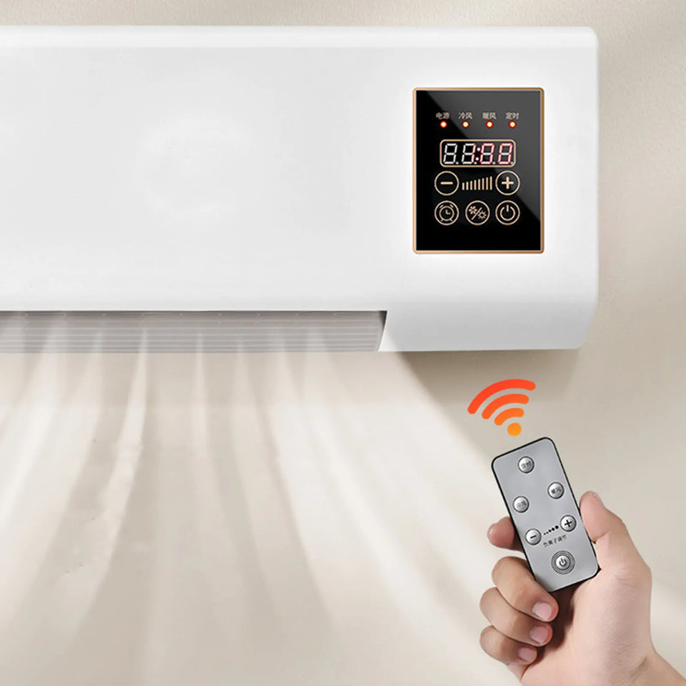 2 in 1  Portable Air Conditioning Cool Warm Dual Use Wall Mounted Heater 1800W Wall Mounted with Remote Control for Bedroom